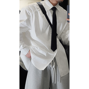 衬衫 龙叨叨2025春季 纯色痞帅长袖 设计款 男高级感简约百搭衬衣 新品