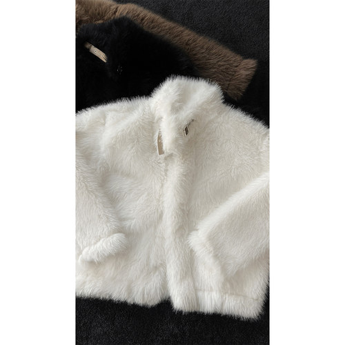 龙叨叨秋冬新品高级感气质立领毛毛外套男简约百搭保暖环保皮草潮