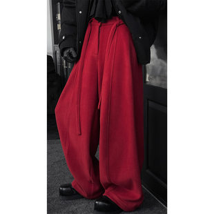 龙叨叨冬季男款新品简约高级感厚款百搭宽松垂感阔腿休闲西裤长裤