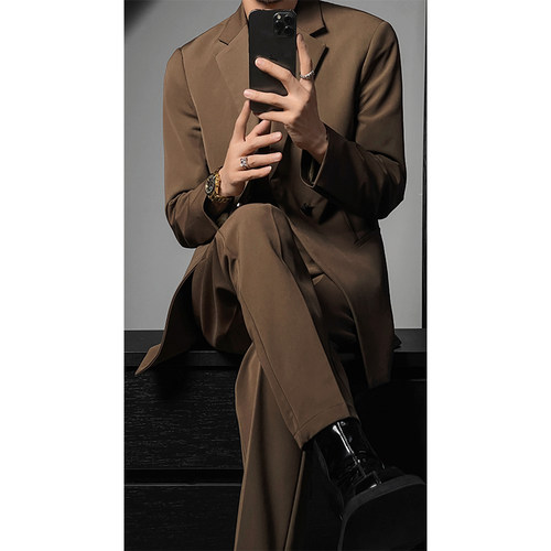 高级感金属扣设计西服西裤套装