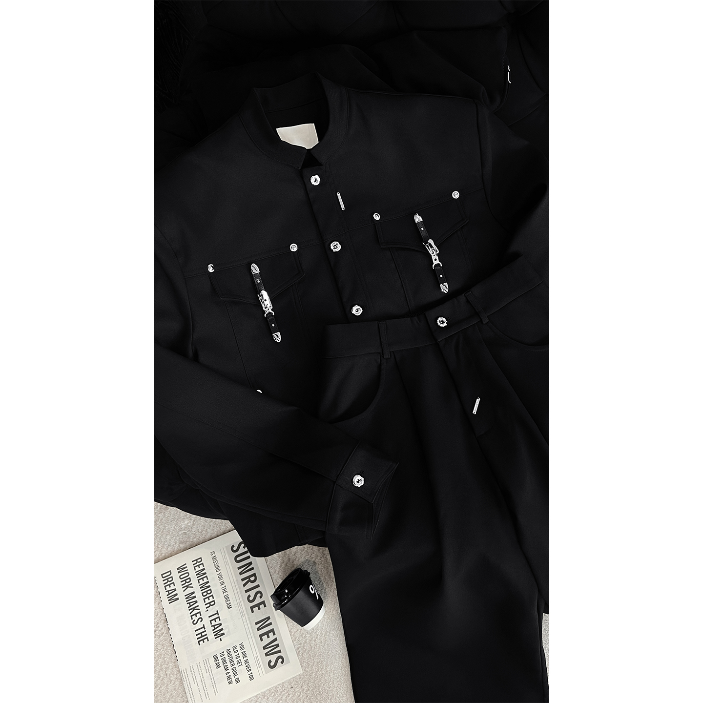 龙叨叨秋季新品原创设计款立领夹克套装男潮牌痞帅休闲外套休闲裤