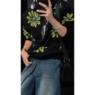 上衣休闲风 手绘套头卫衣休闲长袖 龙叨叨2025早秋新款 圆领设计师款