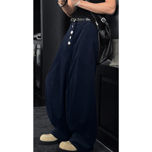 男潮牌宽松休闲弯刀长裤 复古重磅设计感休闲裤 美式 龙叨叨秋冬新品