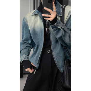 复古设计款 美式 水洗牛仔外套男宽松休闲百搭夹克潮 新品 龙叨叨秋季