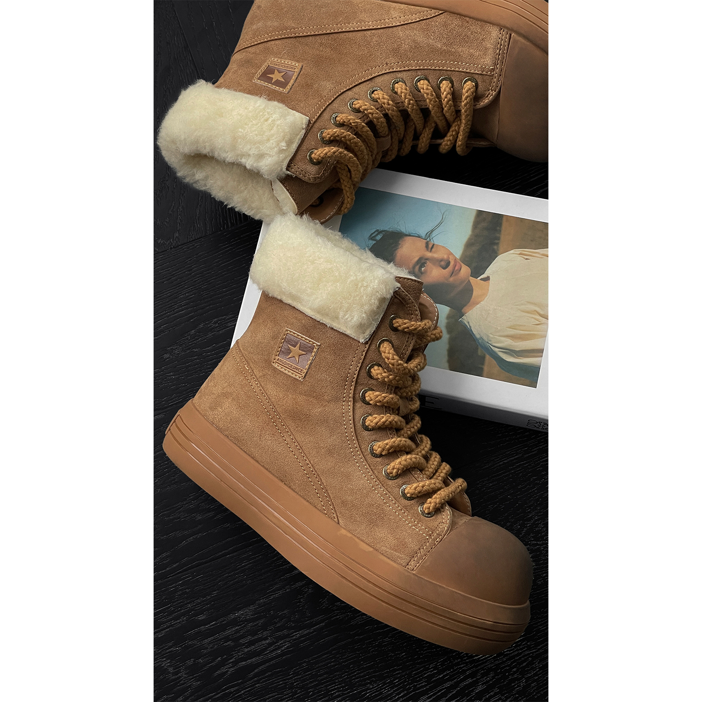 龙叨叨冬季新品复古加绒加厚保暖马丁靴男潮牌百搭厚底情侣工装靴