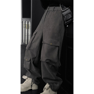 龙叨叨秋冬新品美式复古口袋设计款工装裤重磅街头宽松休闲长裤潮