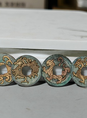 仿青铜开元通宝收藏款雕刻山鬼花钱四兽吊坠男女款饰品挂件