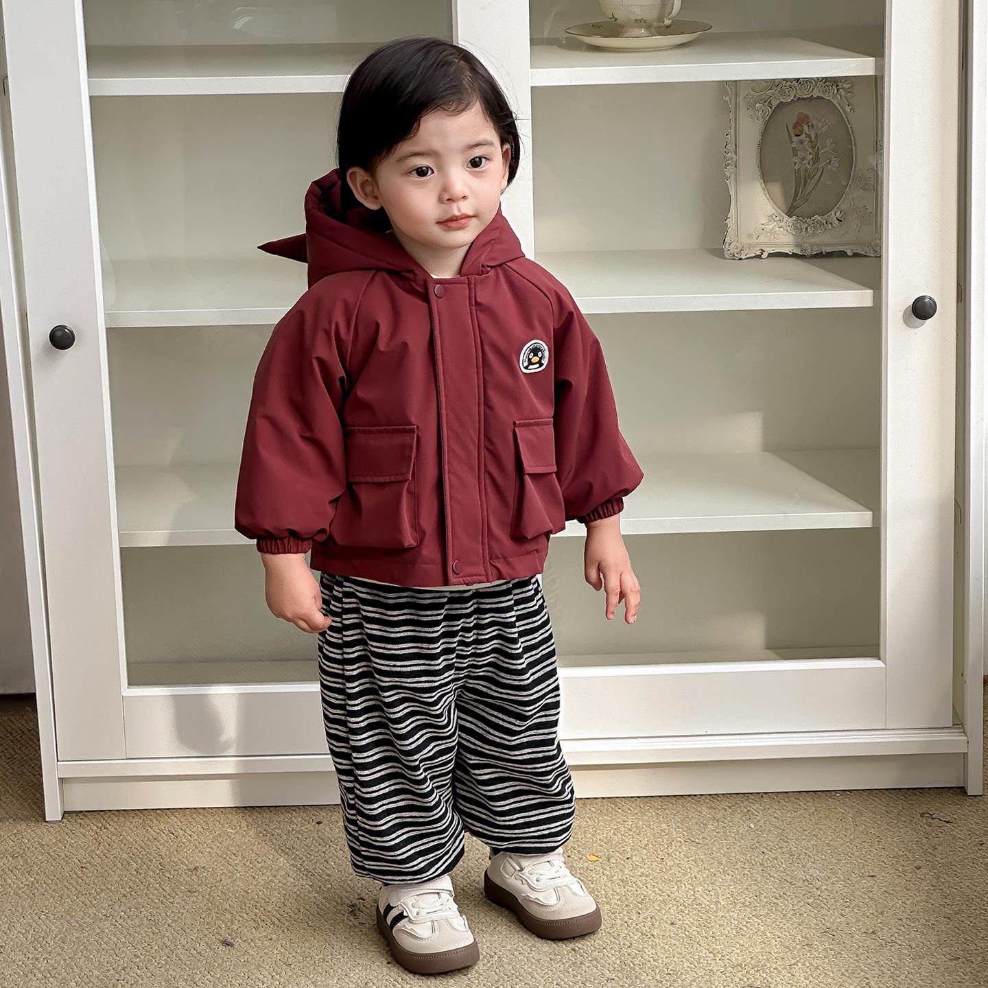 韩版男宝宝加绒外套夹克