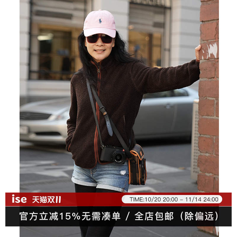 ISE女款秋冬摇粒绒开衫珊瑚绒