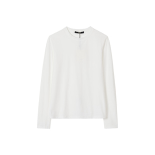 ise“chill 通勤”百搭内搭休闲针织长袖圆领白T恤K2540918