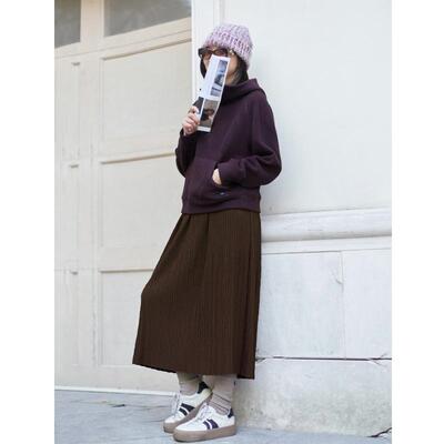 ise“柏林冬日”系列美拉德色系肌理感褶皱半裙2024冬季P2440516W