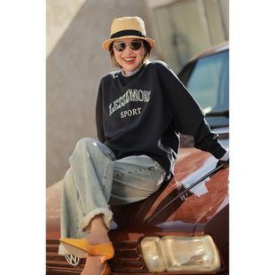 ise“复古回潮”美式slogan标语宽松廓形休闲套头卫衣K2531010