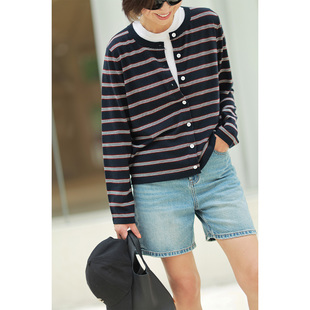 系列羊毛蓝黑条纹针织开衫 Luxury 毛衣K2540820W Daily ise