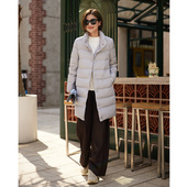 ise 新P2341202 立领领羽绒服2023冬季 冬日白茶 90%白鸭绒中长款