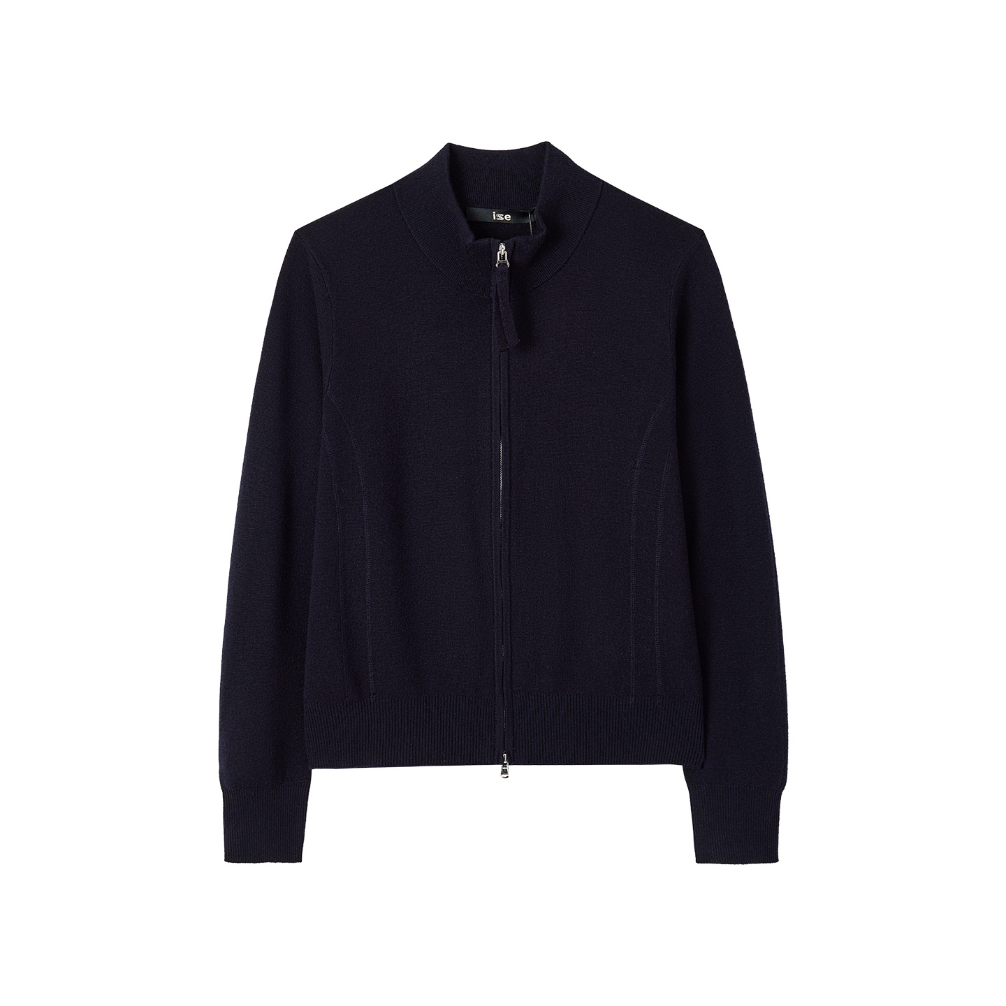 ise“Vintage Fashion”羊毛小立领针织拉链毛衣外套K2540829W