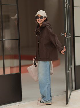 ise“重塑美拉德”100%棉连帽宽松轻工装风休闲风衣外套P2530405