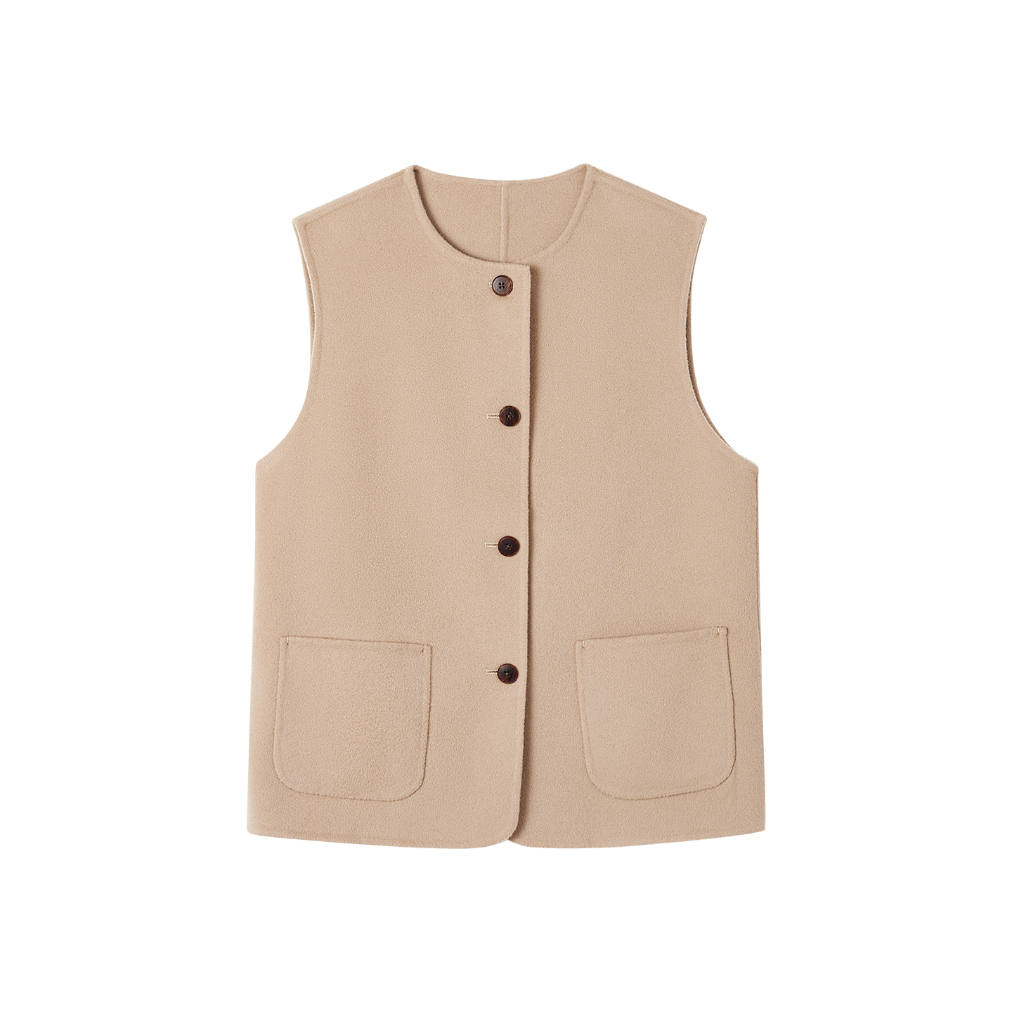 ise“Daily Luxury”100%羊毛复古老钱中驼色马甲背心P2540307