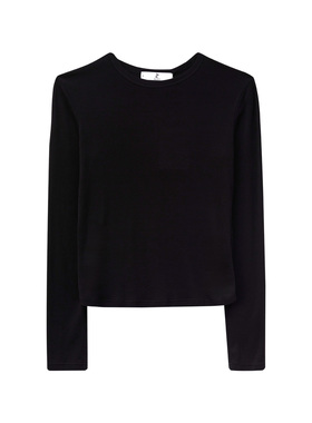 ise“线上专供”含绵羊毛亲肤弹力百搭打底长袖黑色T恤D2530005