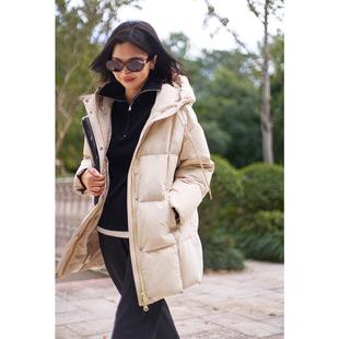 ise“锁温捷径”休闲连帽面包感中长款休闲羽绒服P2441247