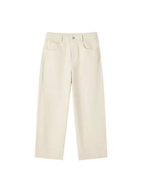 ise“on the road”米白色水洗宽松直筒休闲牛仔裤N2540605