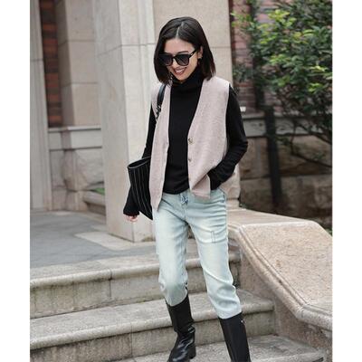 ise“基础之上”系列高领亲肤打底针织上衣小衫黑色K2440009