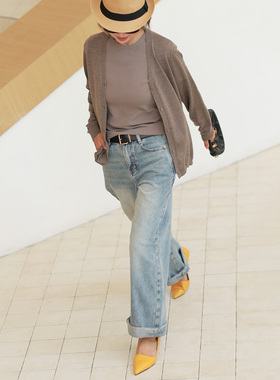 ise“Daily Luxury”系列绵羊毛浅咖色针织开衫毛衣K2540826W