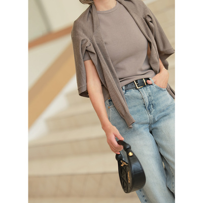 ise“基础之上”针织修身打底短袖T恤K2540907