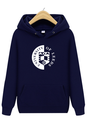 Leeds 英国利兹大学校服秋冬季加绒加厚连帽衫卫衣学生情侣装外套