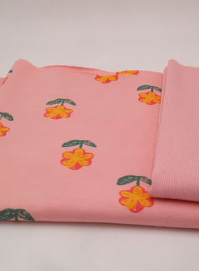 40支精纱纯棉碎花朵针织布料T恤外套连衣裙运动休闲服装毛圈