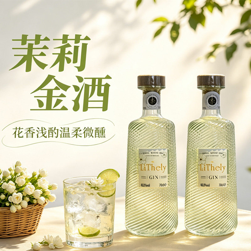 宜庄堡茉莉金酒700ml金汤力调酒专用基酒洋酒家庭酒吧DIY鸡尾酒