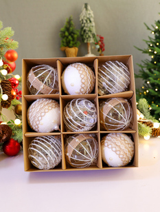 圣诞球装饰品节日吊顶8cm彩绘球套装新婚庆道具橱窗圣诞树小挂件