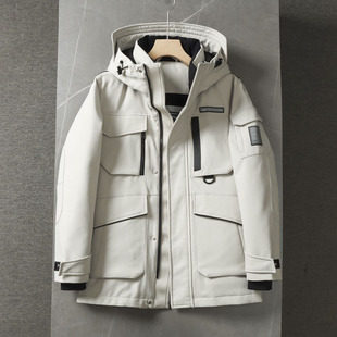 石墨烯 90鹅绒 品牌撤柜冬装 男连帽工装 羽绒服 680 中长款 蓬松度