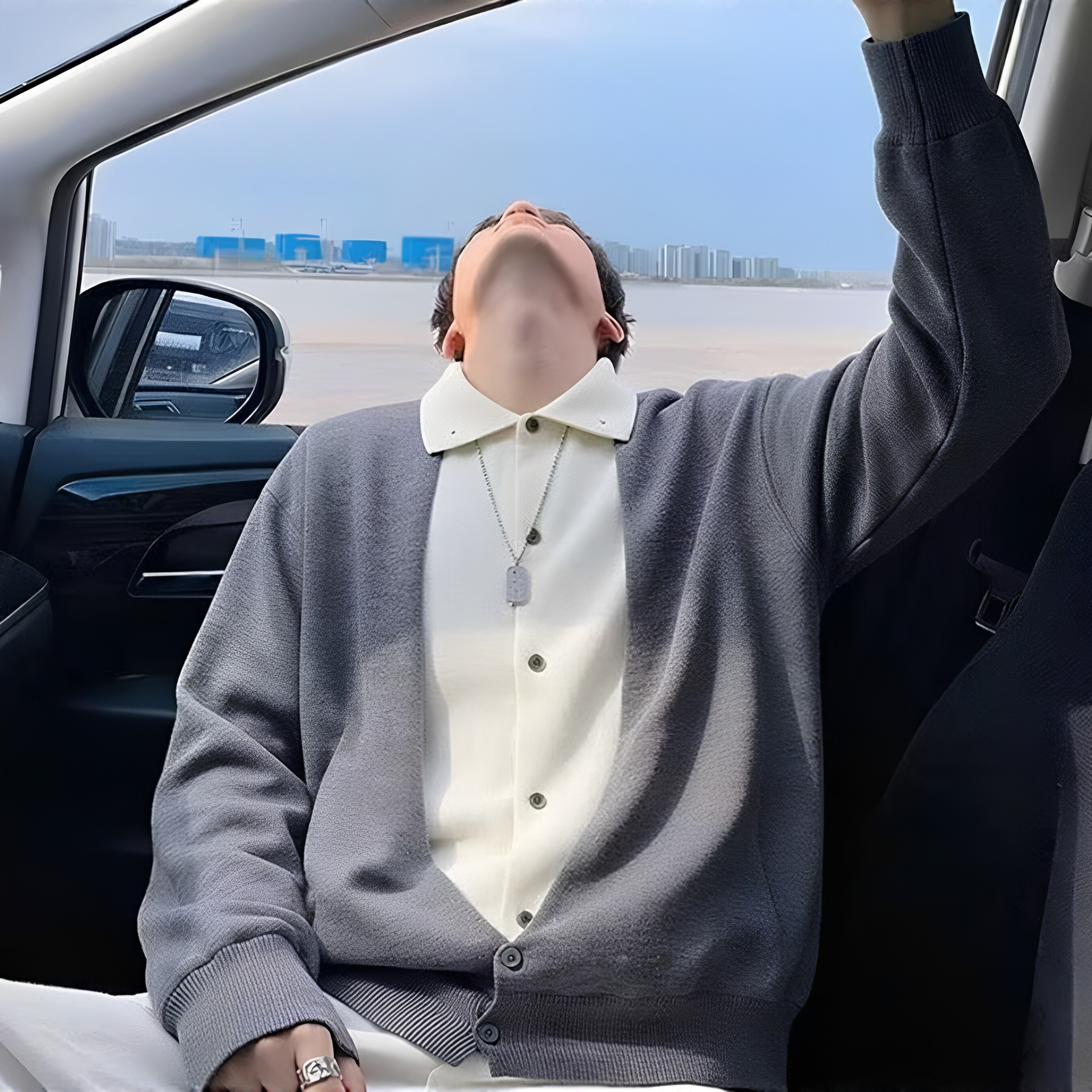 老钱复古假两件翻领毛衣开衫男
