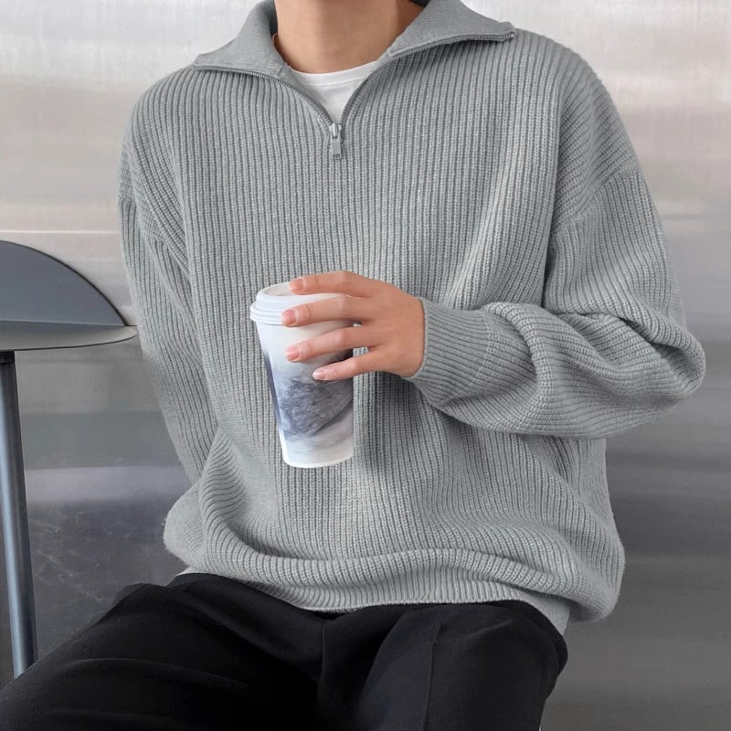 秋冬款半拉链开衫毛衣男士韩版