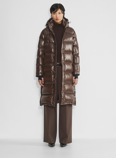 Aritzia TNA Super PUFF 亮面8格长款羽绒服90%鹅绒-40度保暖