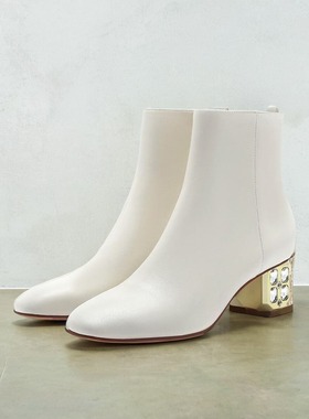 Roberta诺贝达女鞋2023年冬季新款时尚水钻纯色粗跟短靴ra238207