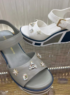 皇冠专柜正品Roberta诺贝达女鞋RM228012时尚舒适通勤坡跟凉鞋