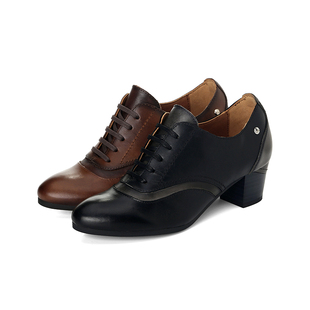 皇冠老店Pikolinos派高雁牛皮深口中粗跟系带通勤单鞋PL220717