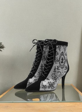 皇冠专柜正品Roberta诺贝达女鞋RA237016 23新款油画款时尚女靴