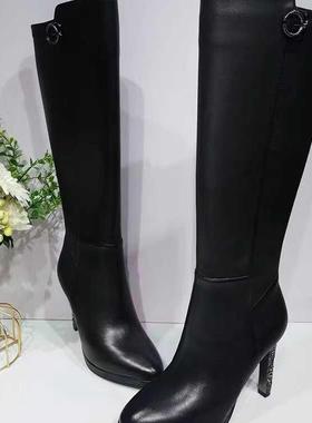 皇冠专柜正品Roberta诺贝达女鞋RA18219冬季水钻艺术跟圆头长靴