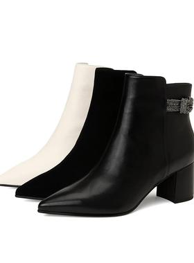 皇冠专柜正品Roberta诺贝达女鞋RA07222粗跟圆头优雅百搭时装短靴