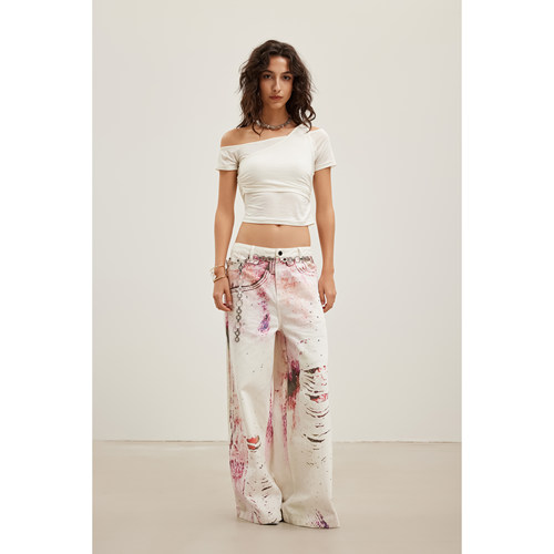 2026新款露肩假两件短款T恤女