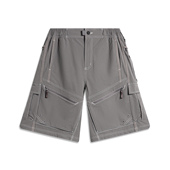 李宁正品 AKSU647 CF溯男子梭织轻质反光宽松多方位口袋运动短裤