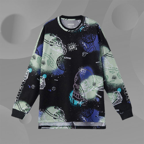 李宁卫衣男士秋季新款针织休闲长T圆领宽松运动卫衣男AHSR471