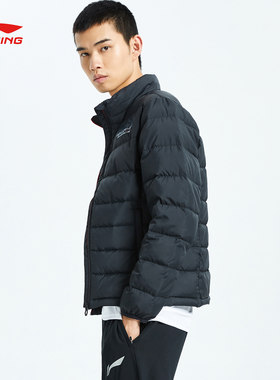 李宁20冬训练季短款短羽绒服男士修身白鸭绒运动服AYMQ027