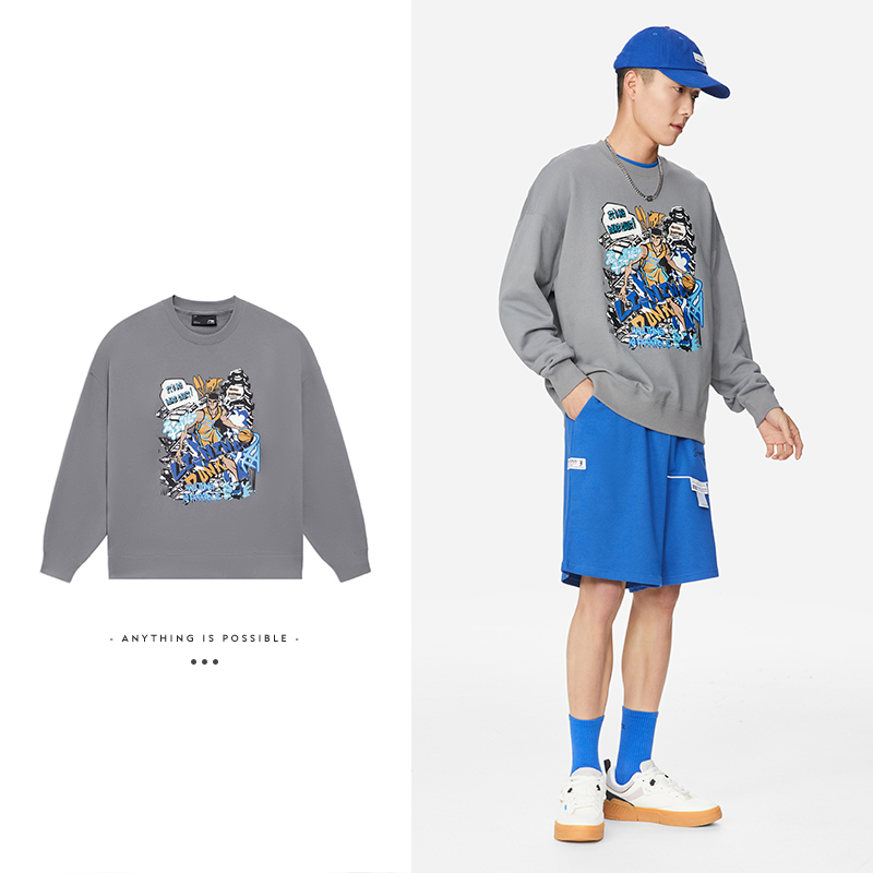 李宁正品新款篮球文化系列男女同款宽松运动休闲套头卫衣AWDS555