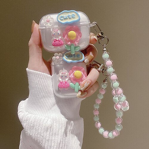 花朵兔子适用荣耀Earbuds 4i耳机壳透明新款华为荣耀earbuds4i蓝牙耳机保护套硅胶防摔女充电仓盒可爱创意软