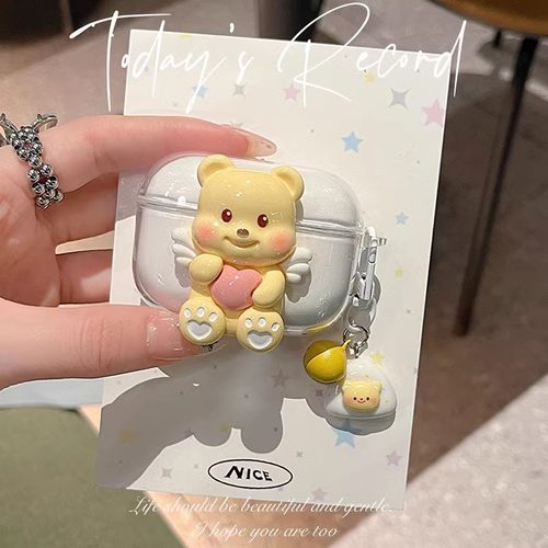 黄色小熊适用qcyn70耳机套QCY MeloBuds N70蓝牙耳机保护壳防摔qc