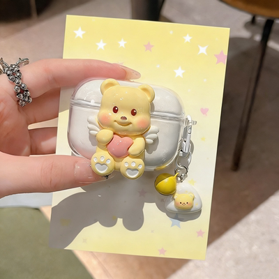 黄色小熊适用OPPO Enco Air5 Pro蓝牙耳机保护套透明oppoencoair5