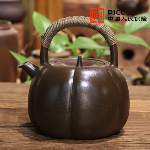提梁煮茶壶手工柴烧陶壶可明火